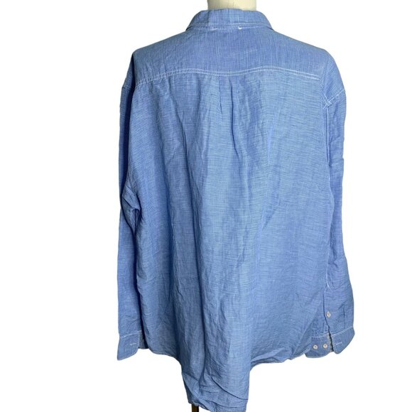 Tommy Bahama Mens Blue Button-Up Shirt Long Sleeve 3XL Linen Tencel Blend - Picture 4 of 6